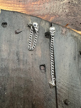 Load image into Gallery viewer, Skull Drop Chain Earrings • Silver
