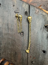Load image into Gallery viewer, Skull Drop Chain Earrings • Gold
