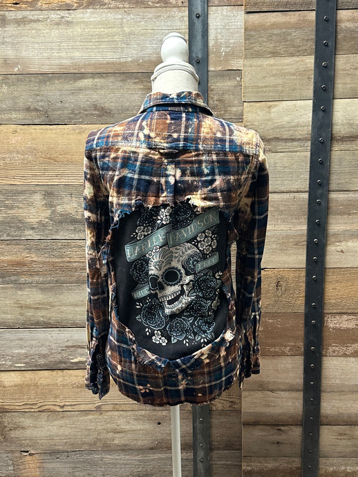 Sparkling Skully Harley Flannel