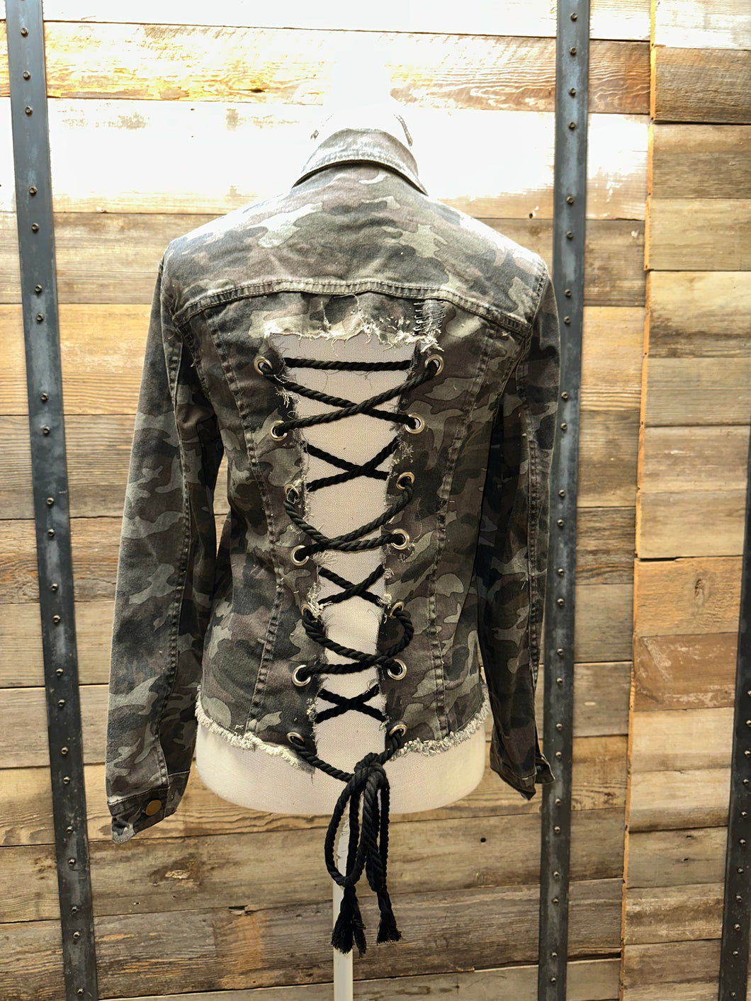 Camo Denim Corset Jacket