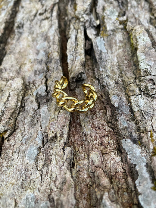 Chain Link Sterling Silver Ring • Gold Plated