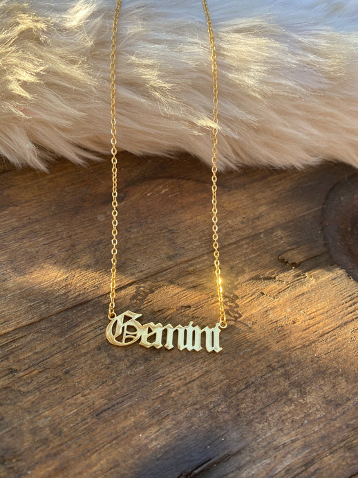 Zodiac Necklace • Gold Gemini