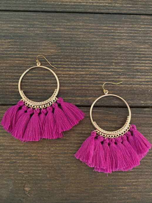 Gold HoopLa! Earrings • Fuchsia