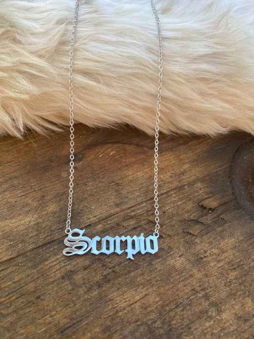 Zodiac Necklace • Silver Scorpio