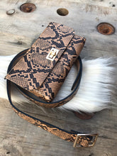 Load image into Gallery viewer, Faux Snakeskin Waist Bag • Saddle