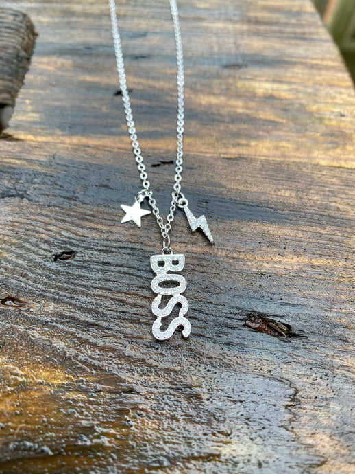 She’s a Boss Necklace • Platinum Plated