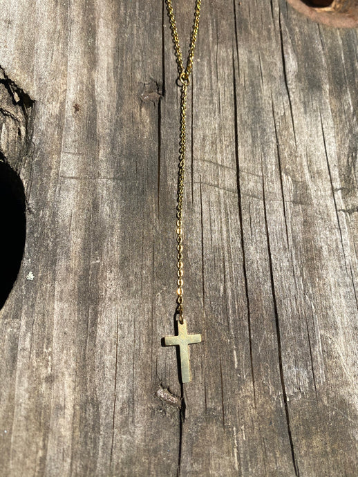 Lariat Cross Necklace • Gold