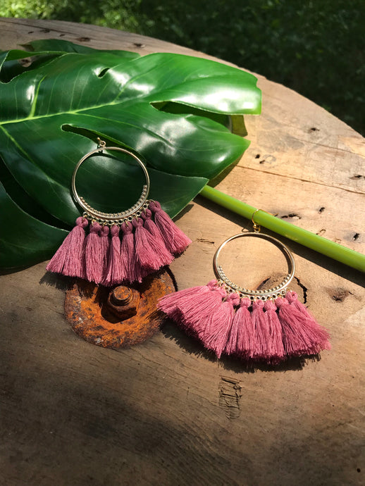 Gold HoopLa! Earrings • Dusty Rose