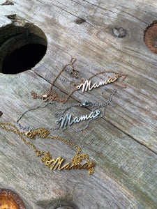 Mama Script Necklace • Gold