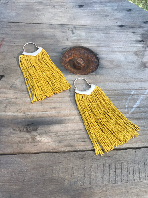 V Tassel Earrings • Mustard