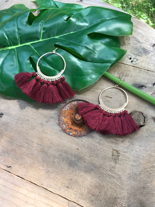 Gold HoopLa! Earrings • Merlot