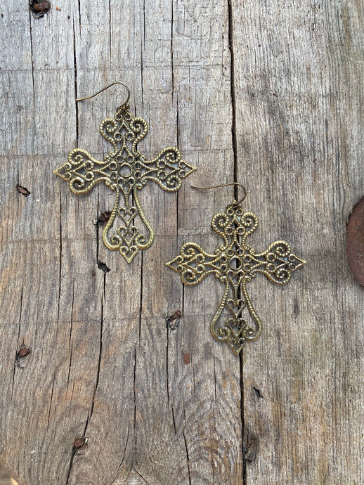 Have Faith Cross Earrings • Brass