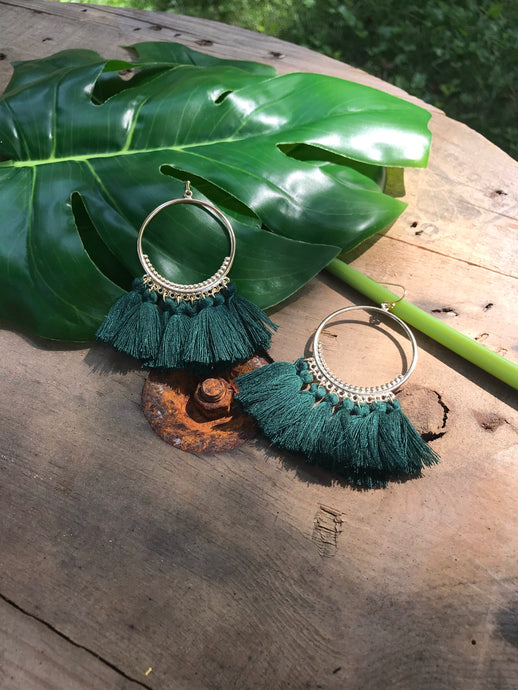 Gold HoopLa! Earrings • Rich Green