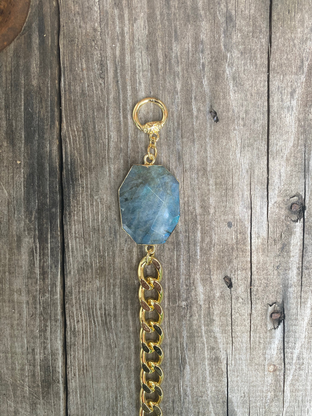 Labradorite Chain Link Bracelet • 24k Gold Plated