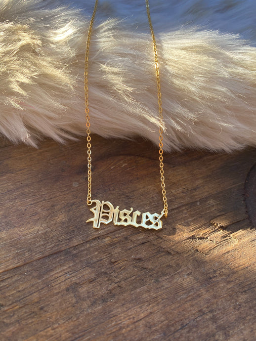 Zodiac Necklace • Gold Pisces