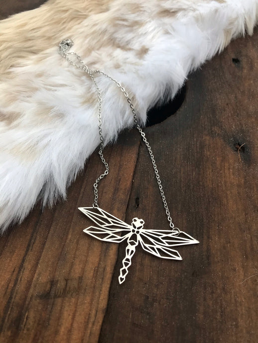 Origami Necklace • Silver Dragonfly