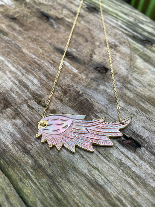 Angel Wing Necklace 24k Gold • Dusty Rose