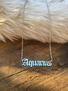 Zodiac Necklace • Silver Aquarius